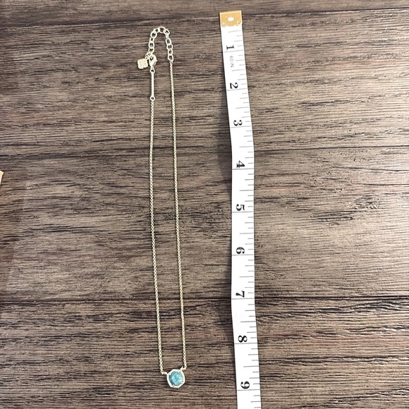 EUC [Kendra Scott] Davie Teal Green Amazonite Necklace, 14k Gold Over Brass - Picture 7 of 10